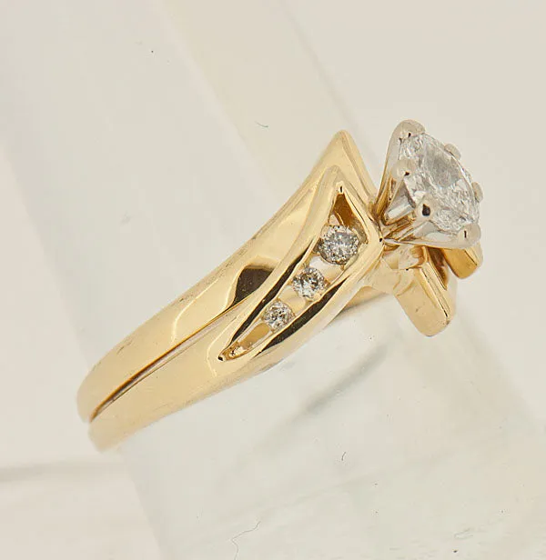 0.50 CTW Marquise Diamond 14K Gold Bridal Wedding Set