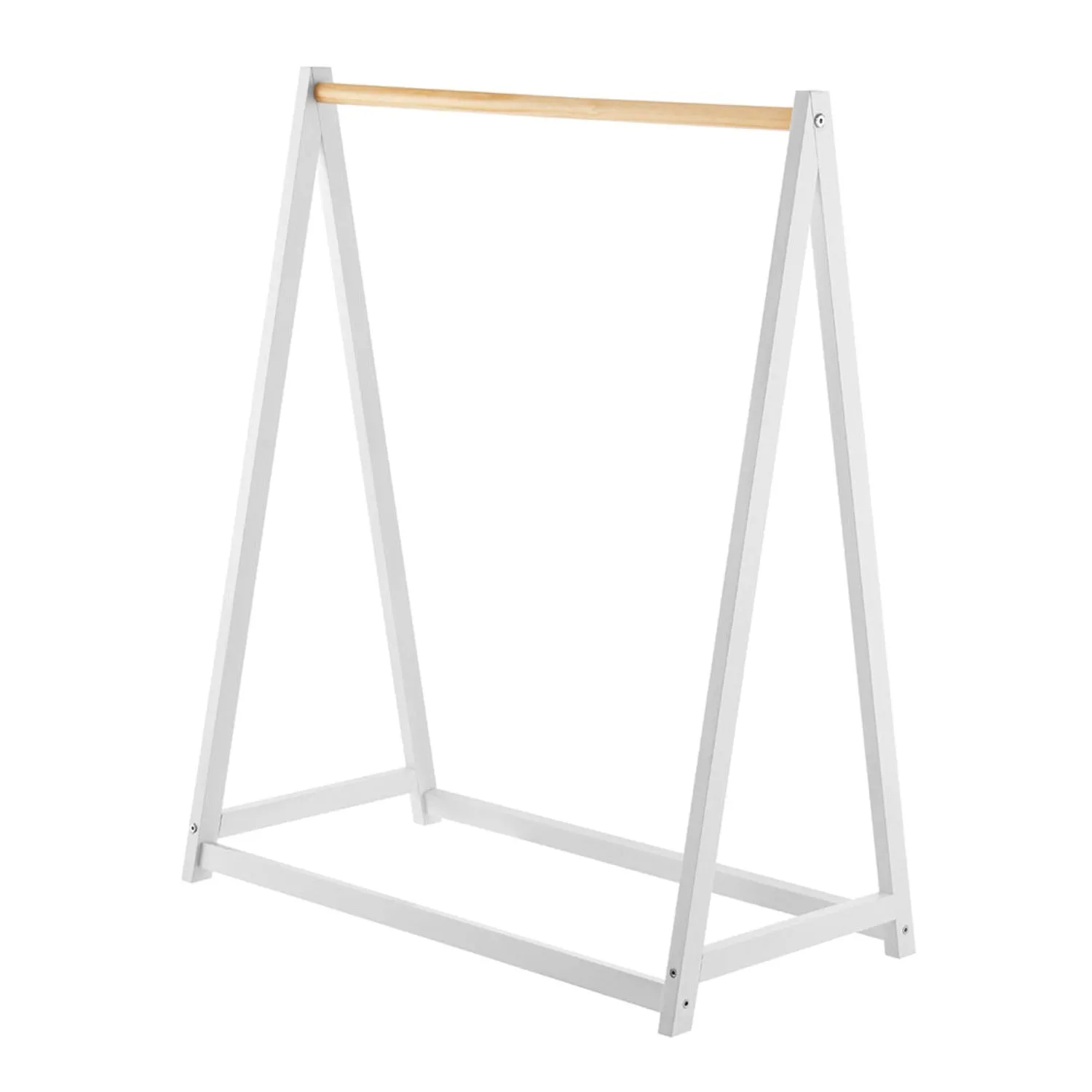 100% Eco Natural Pine Wooden Montessori Clothes Rail | Dress Up Rail | Natural/White | 96cm high