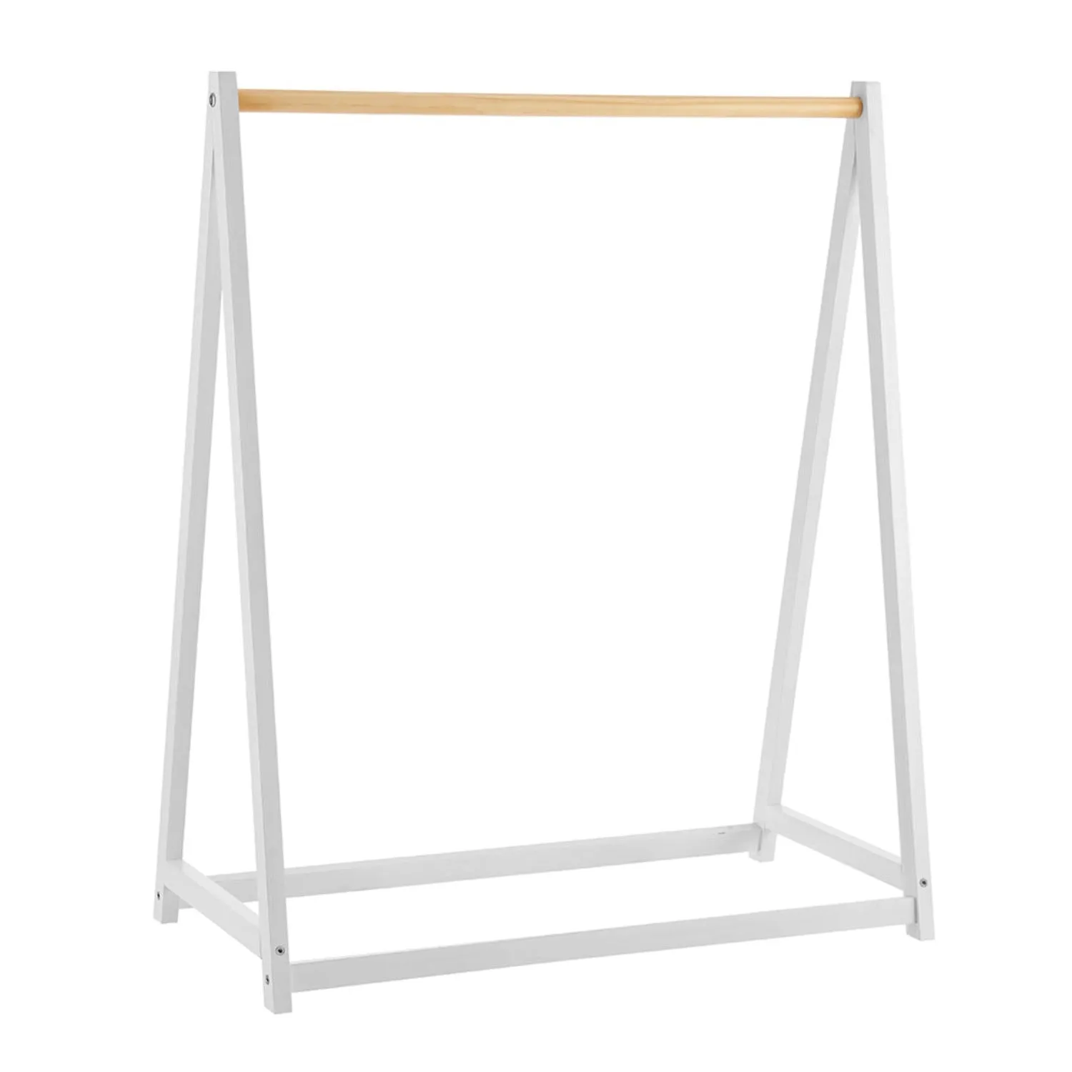 100% Eco Natural Pine Wooden Montessori Clothes Rail | Dress Up Rail | Natural/White | 96cm high