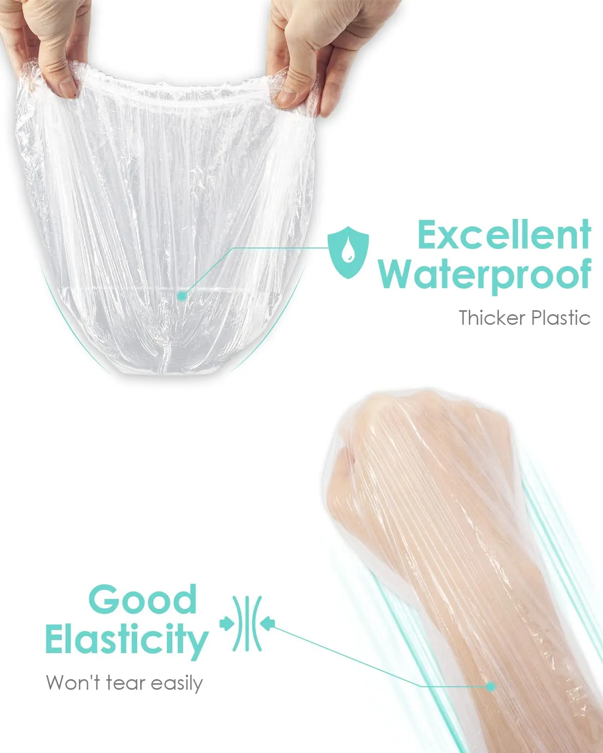 100PCS Disposable Shower Caps, Plastic Clear Hair Cap Large Thick Waterproof Bath Caps for Women, Hotel Travel Essentials Accessories Deep Conditioning Hair Care Cleaning Supplies(20.5")