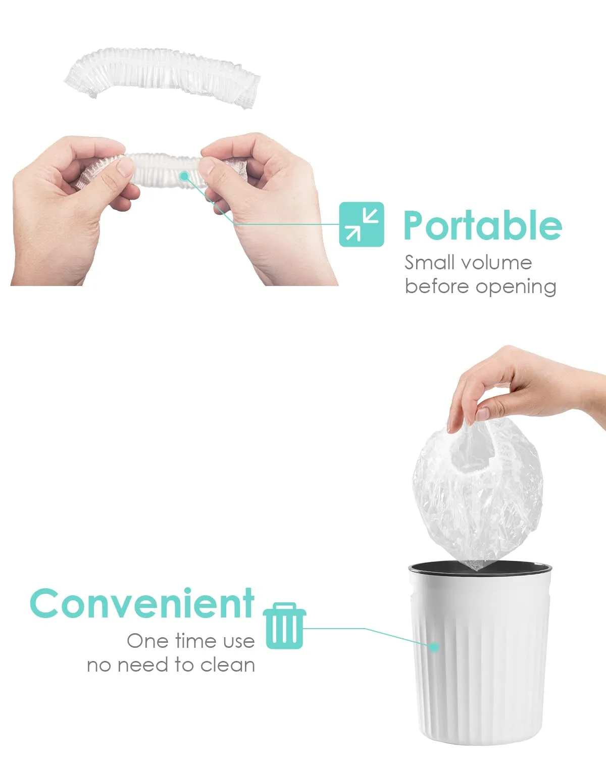 100PCS Disposable Shower Caps, Plastic Clear Hair Cap Large Thick Waterproof Bath Caps for Women, Hotel Travel Essentials Accessories Deep Conditioning Hair Care Cleaning Supplies(20.5")
