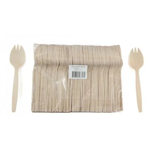 100PK Wooden Sporks 140mm