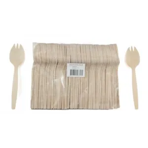 100PK Wooden Sporks 140mm