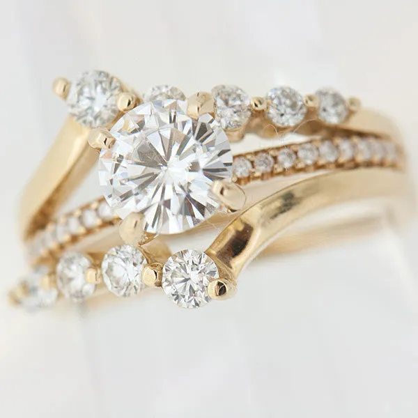 14K Gold Mossanite and Diamond Bridal Set