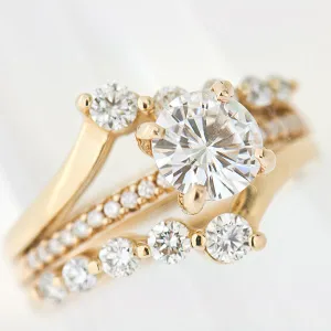 14K Gold Mossanite and Diamond Bridal Set