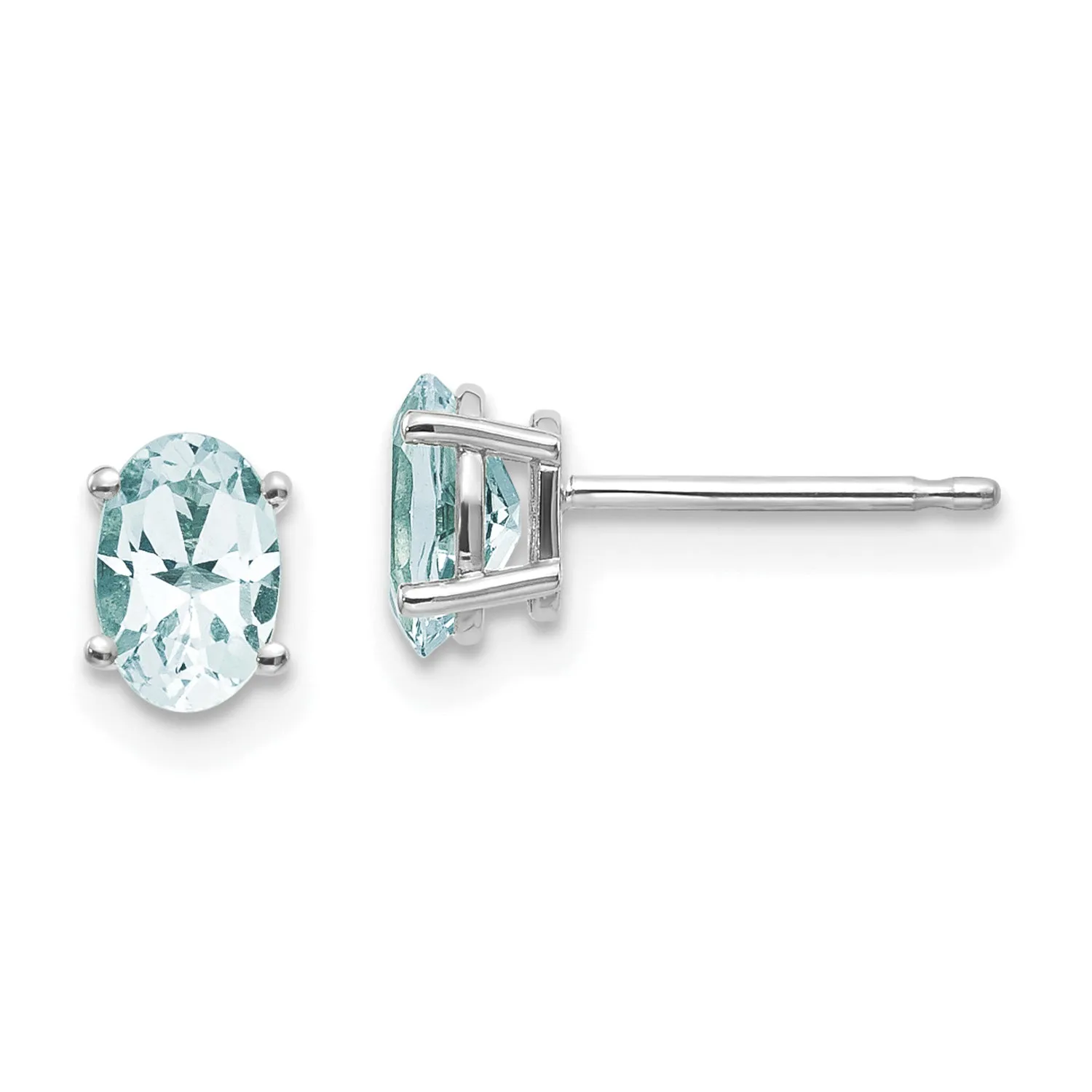 14k White Gold Aquamarine Stud Earrings