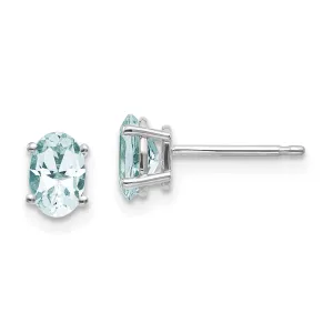 14k White Gold Aquamarine Stud Earrings