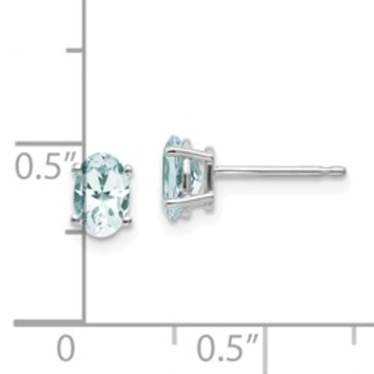 14k White Gold Aquamarine Stud Earrings