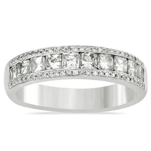 14k White Gold Princess Cut Channel Set Wedding Ring Band 2.25 Ctw
