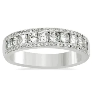 14k White Gold Princess Cut Channel Set Wedding Ring Band 2.25 Ctw