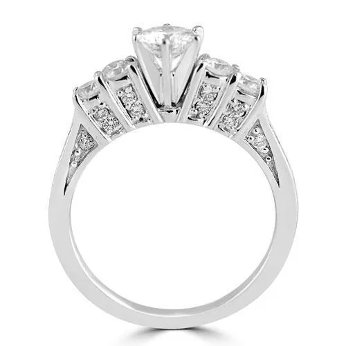14K White Solid Gold Beautiful Womens Diamond Multi Stone Bridal Ring Set 2.6 Ctw