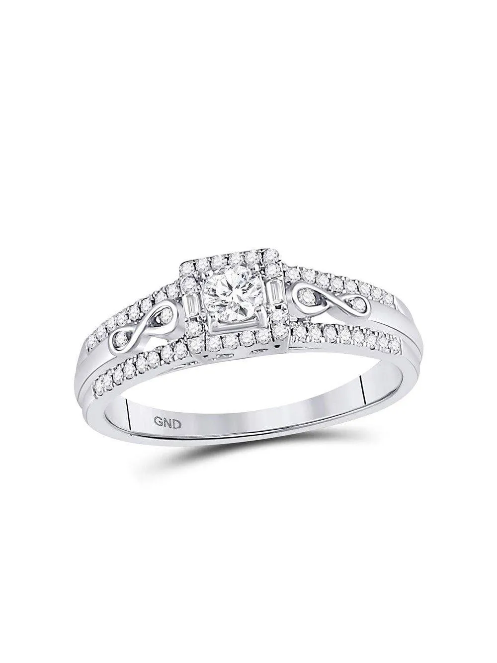 14kt White Gold Round Diamond Solitaire Bridal Wedding Engagement Ring 1/3 Cttw