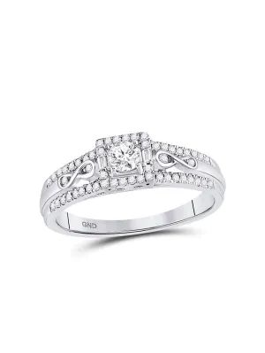 14kt White Gold Round Diamond Solitaire Bridal Wedding Engagement Ring 1/3 Cttw
