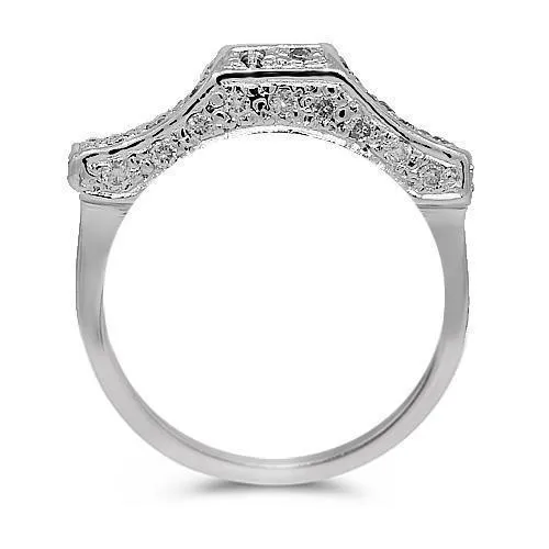 18K White Solid Gold Diamond Bridal Ring Set 2.26 Ctw