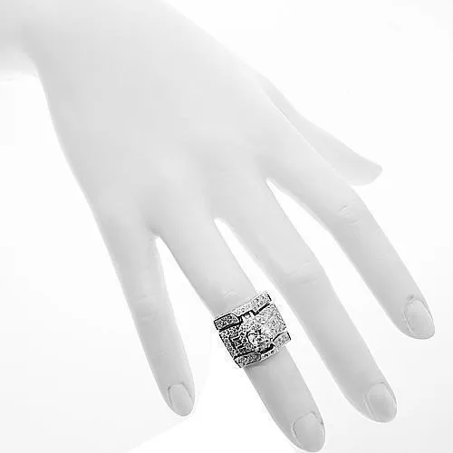 18K White Solid Gold Diamond Bridal Ring Set 2.26 Ctw