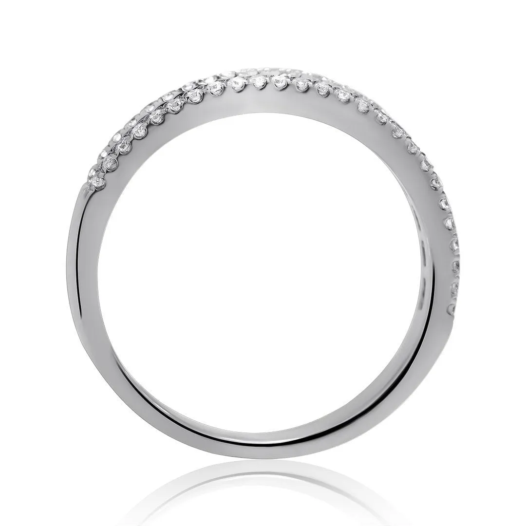 18K White Solid Gold Womens Baguette Diamond Wedding Band 0.59 Ctw