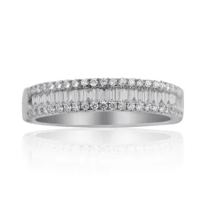 18K White Solid Gold Womens Baguette Diamond Wedding Band 0.59 Ctw