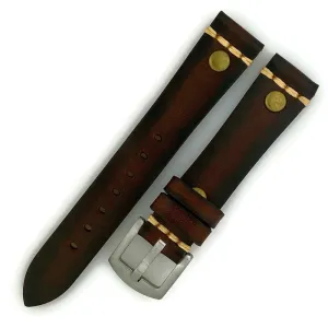 18MM Wax Dark Brown Leather Watch Band
