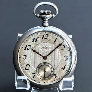 1928 ELGIN Dress Pocket Watch 12s Openface Grade 315 15 Jewels 925 Sterling Silver Case Decorated Dial