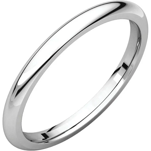 2 mm Platinum Comfort Fit Classic Wedding Band