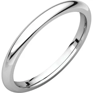 2 mm Platinum Comfort Fit Classic Wedding Band