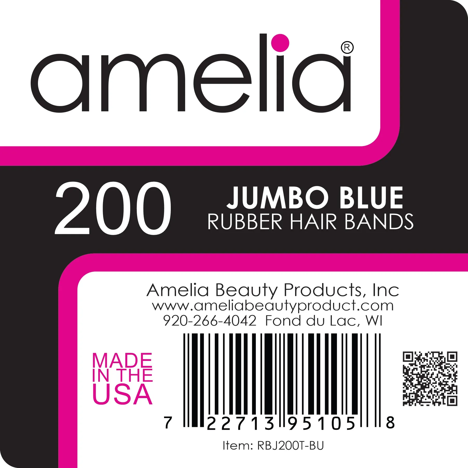 200, Blue, Jumbo, Rubber Bands for Pony Tails and Braids