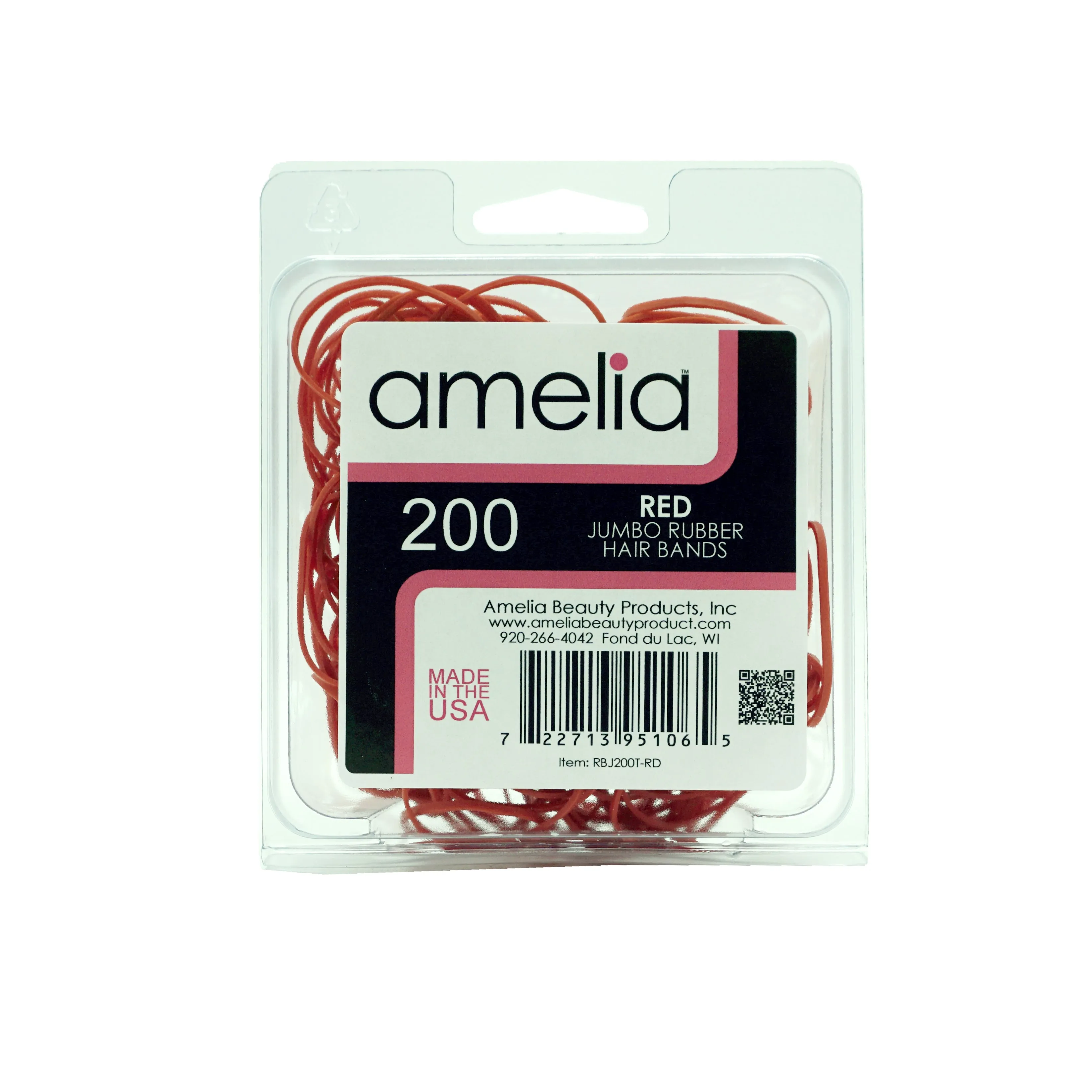 200, Red, Jumbo, Rubber Bands for Pony Tails and Braids