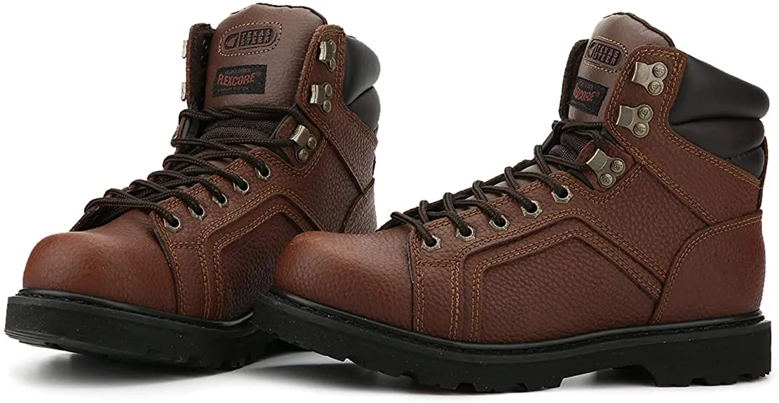20130 Men's 6" Rubber Sole Soft Toe Nubuck Leather Work Boots