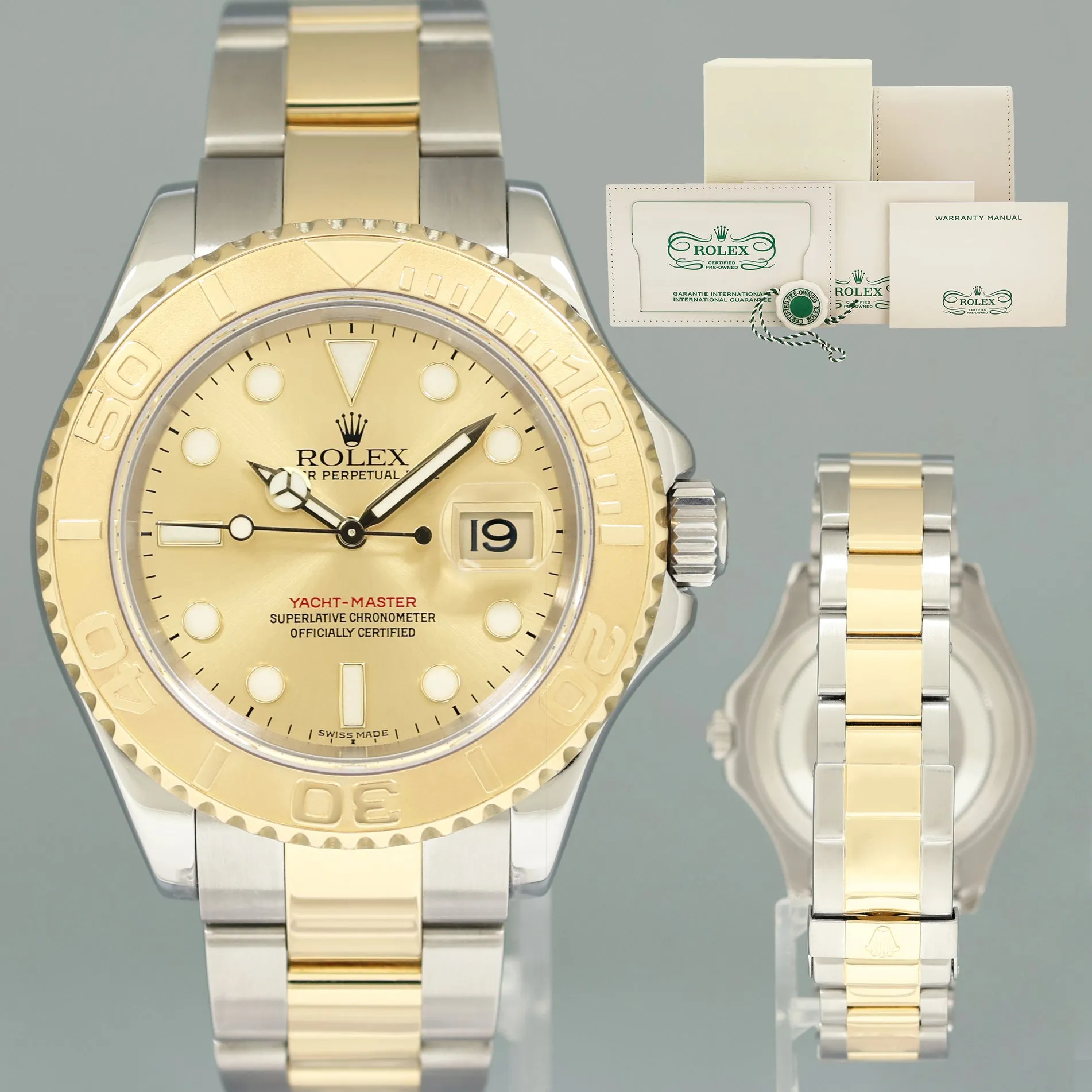 2024 Rolex CPO PAPERS Rolex 16623 Two Tone Gold Steel Yachtmaster Champagne Watch
