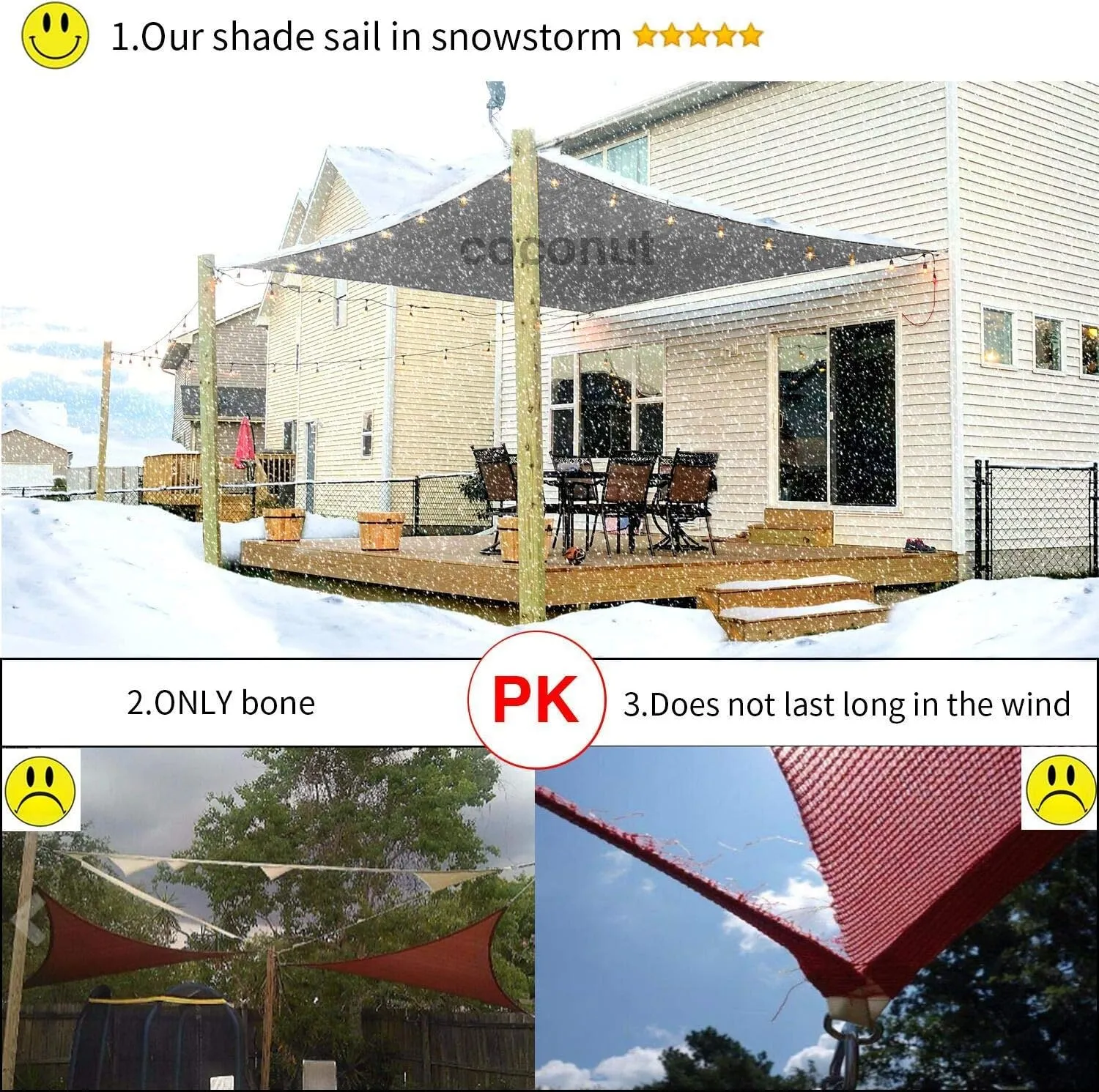 20'x20' Rectangle Patio Sun Shade Sail（Grey Color）