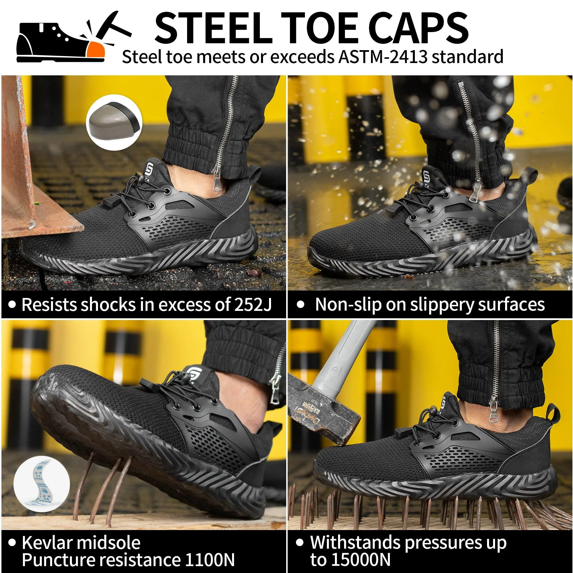 223 Ryder Black Safety Shoes