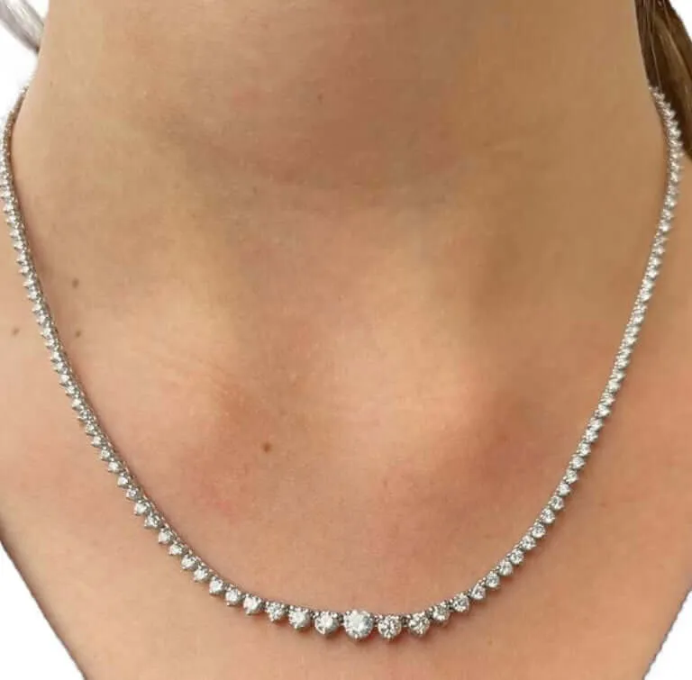 5 ctw Round Lab Grown Diamond Graduated Riviera Fashion Tennis Necklace (5.00 CTW - G-H / VS2-SI1)