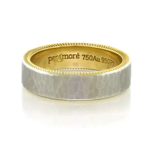 6 mm. Hammered Platinum & Gold Wedding Ring
