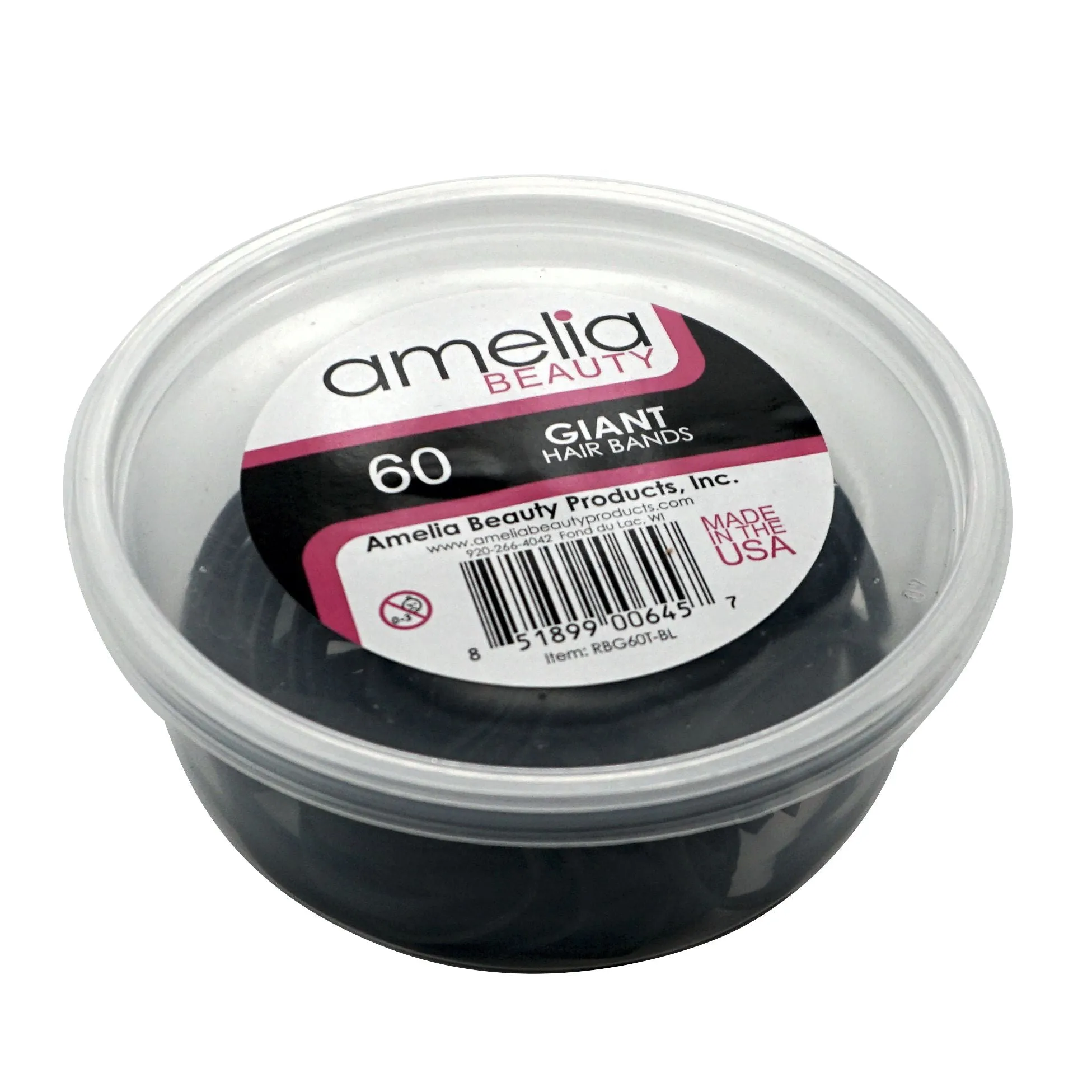 60, Black, Giant Size, Rubber Bands for Pony Tails, Braids and Dreadlocks