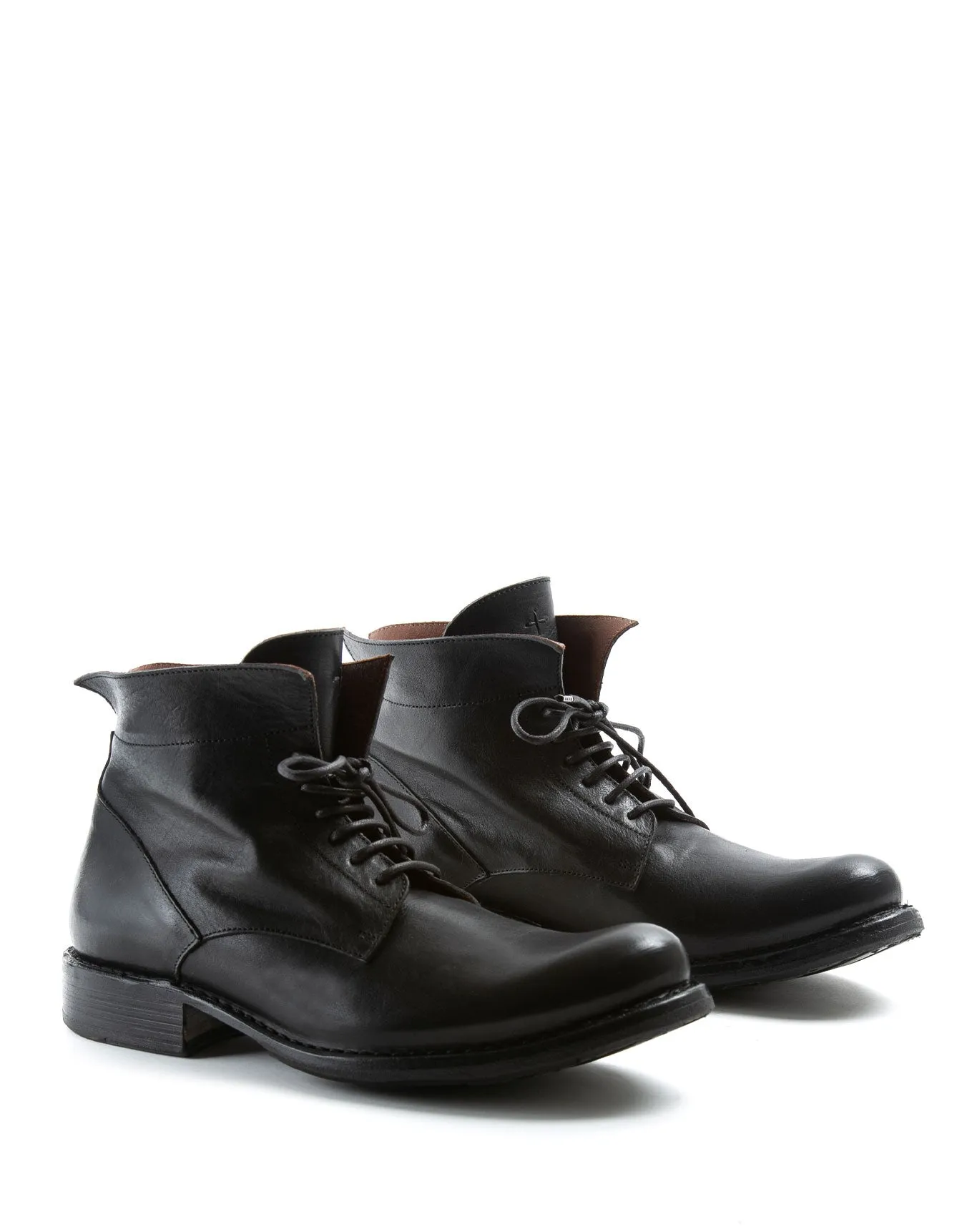 745 Black Leather Lace-up Boots