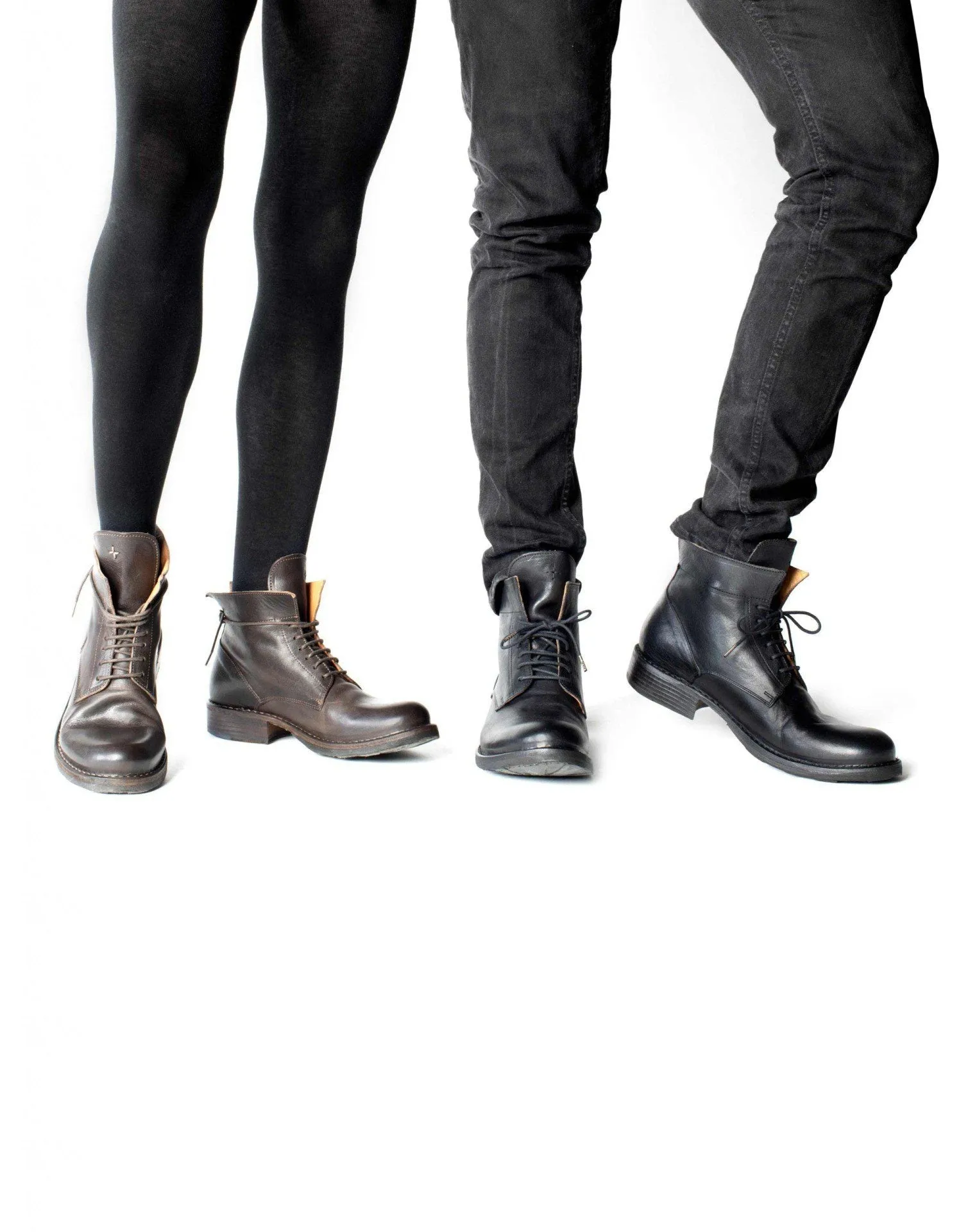 745 Black Leather Lace-up Boots