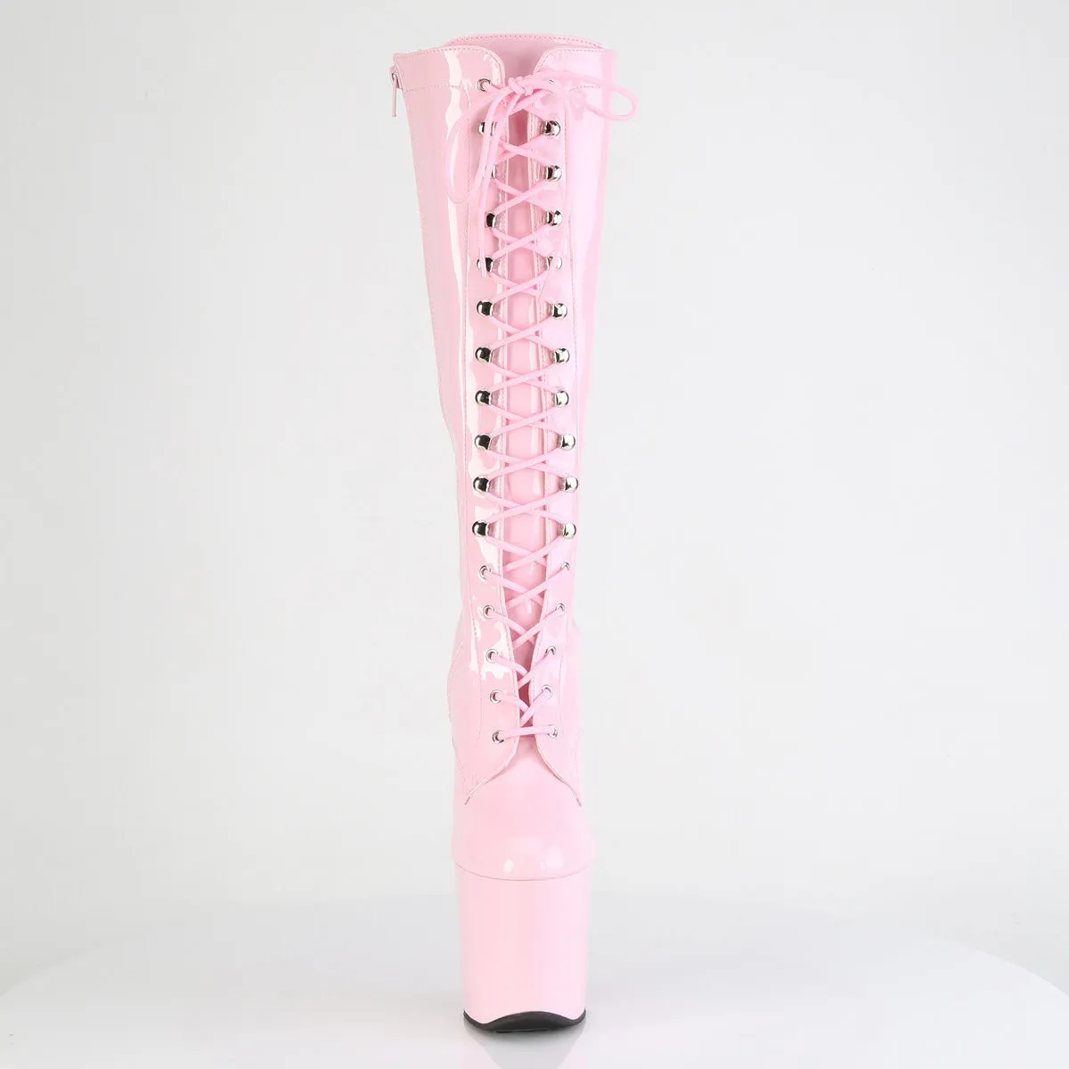 8 Inch Heelless CRAZE-2023 Baby Pink Stretch Patent