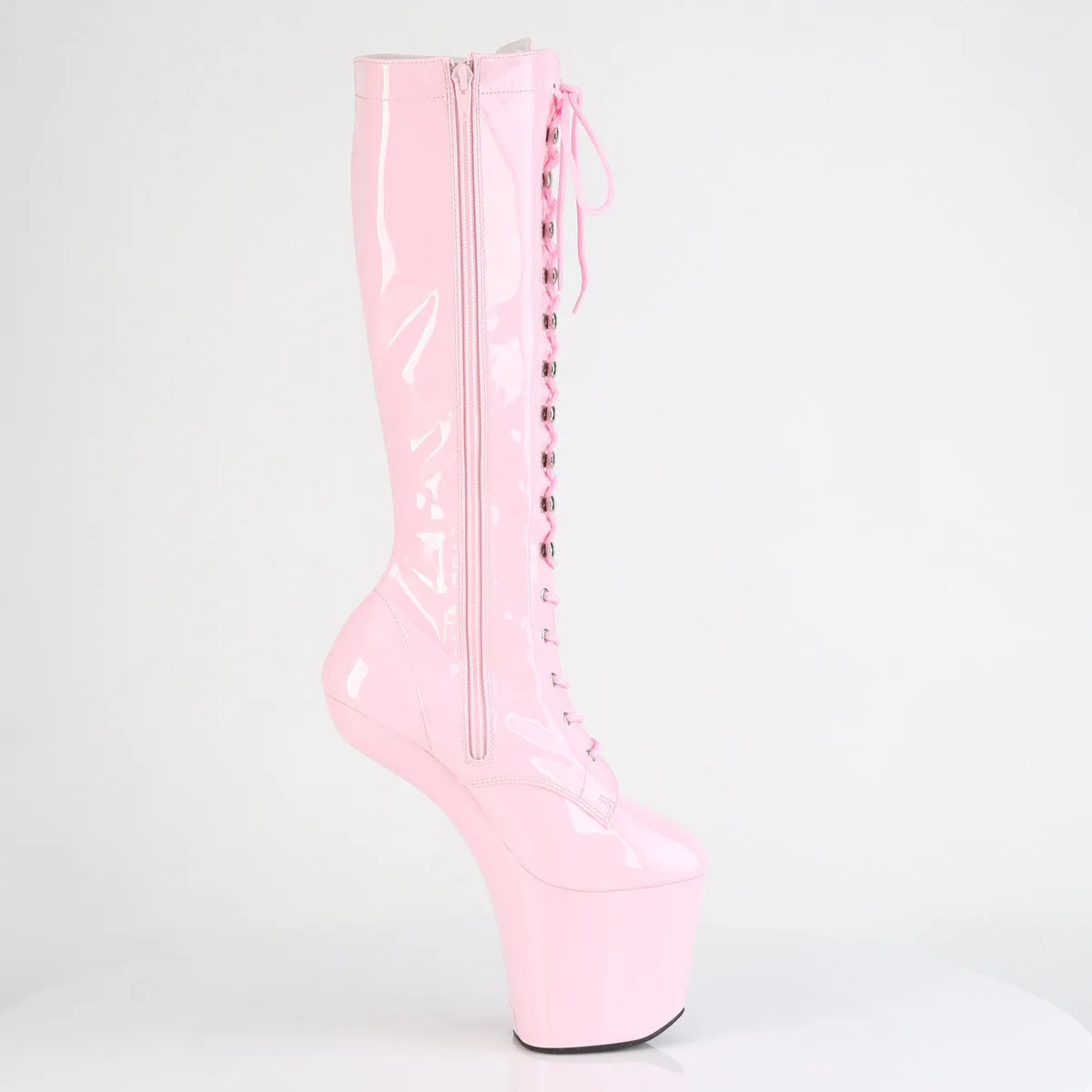 8 Inch Heelless CRAZE-2023 Baby Pink Stretch Patent