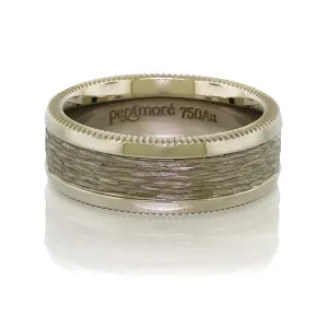 8 mm. Tree-bark Finished Men's Wedding Band