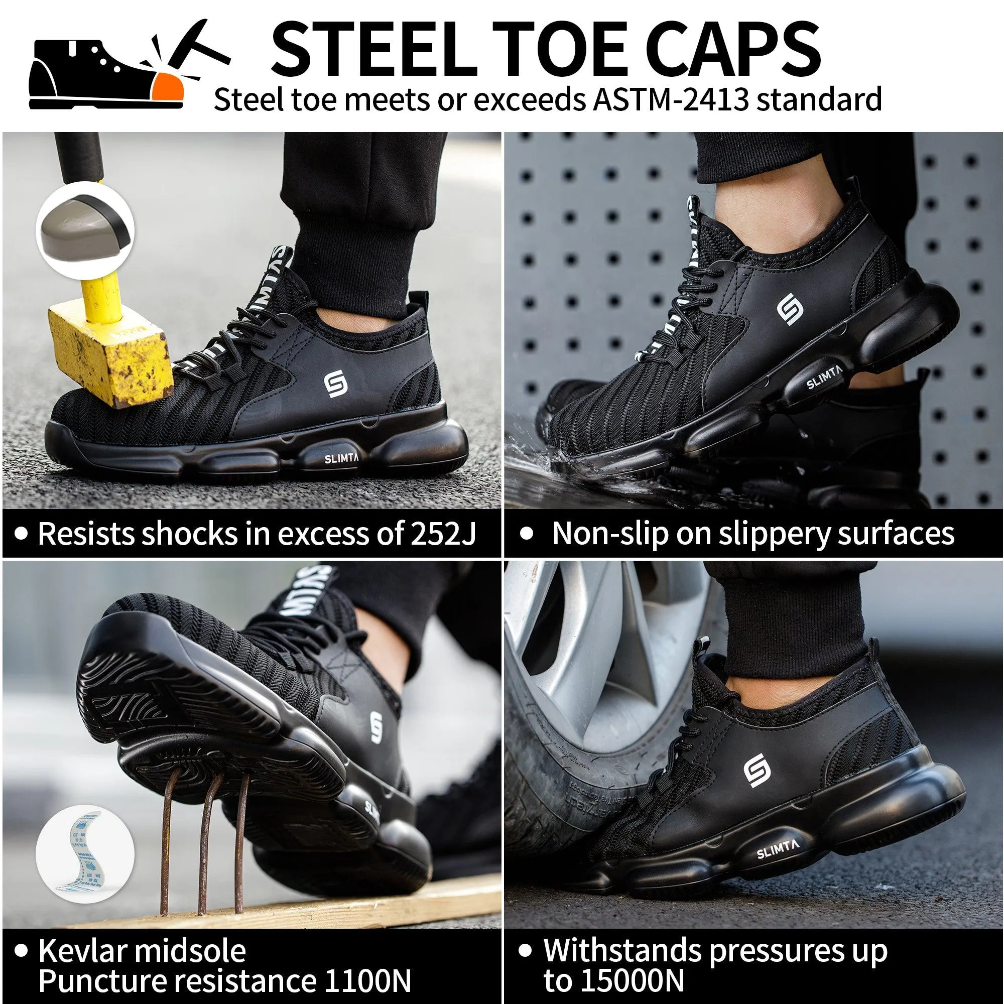 832 Airwalk Black Safety Shoes