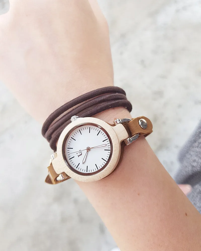 A Touch of Nature: Premium Leather Strap Women's Wooden Watches