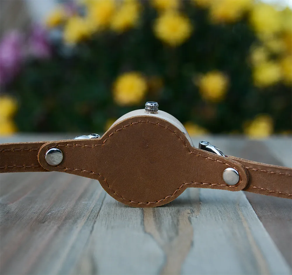 A Touch of Nature: Premium Leather Strap Women's Wooden Watches