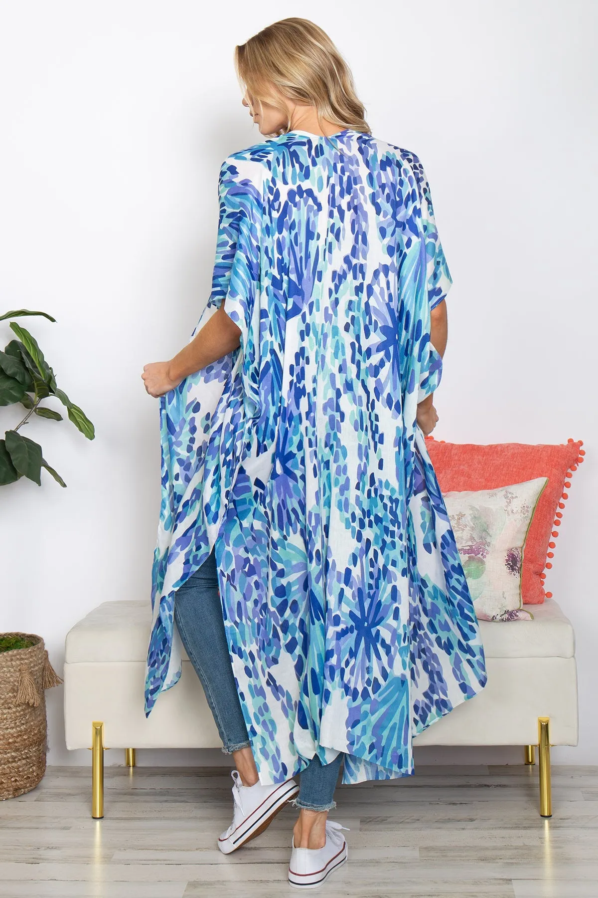ABSTRACT PRINT SUMMER LONG KIMONO