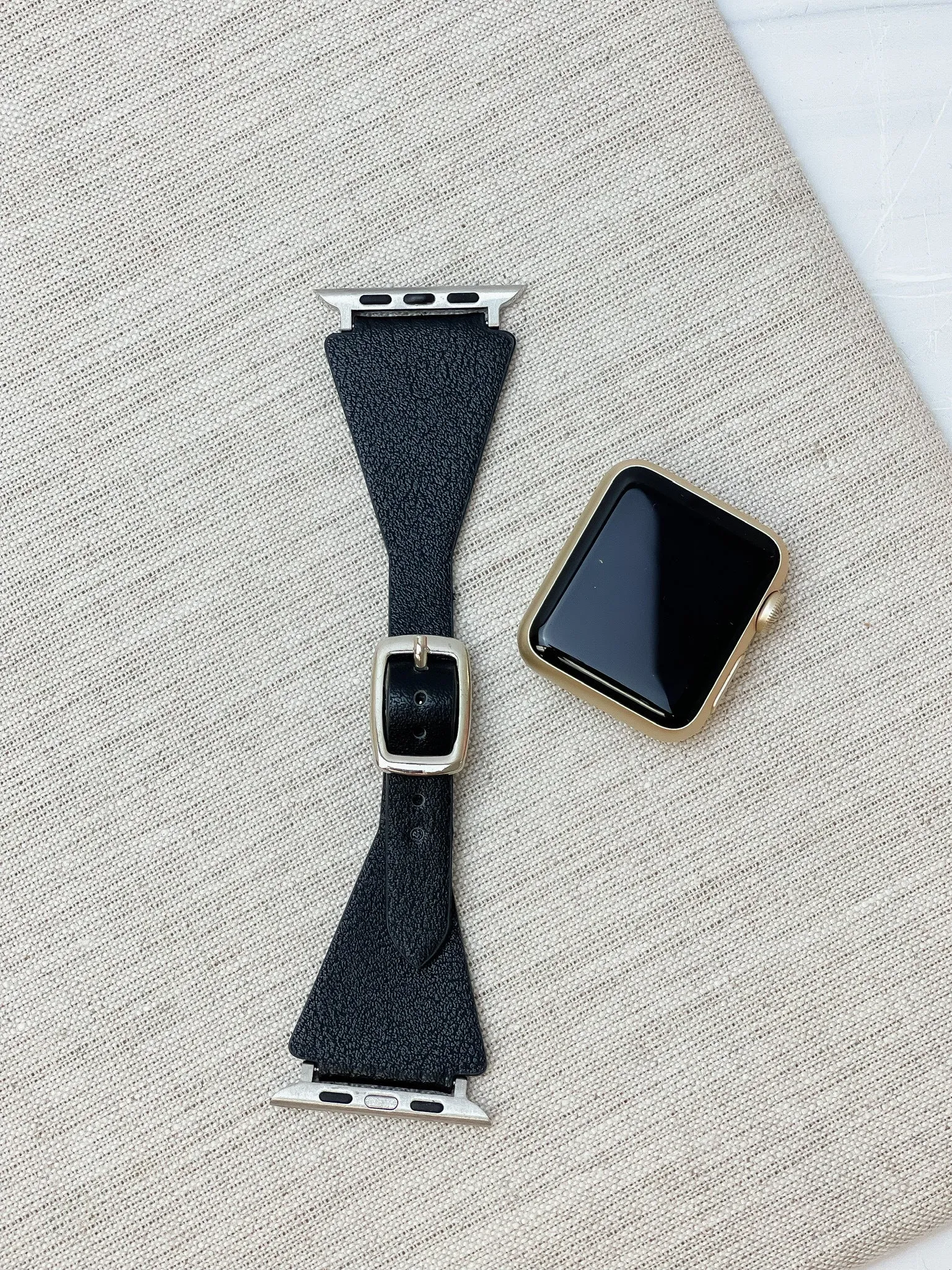 Adjustable Leather Smart Watch Band - Black