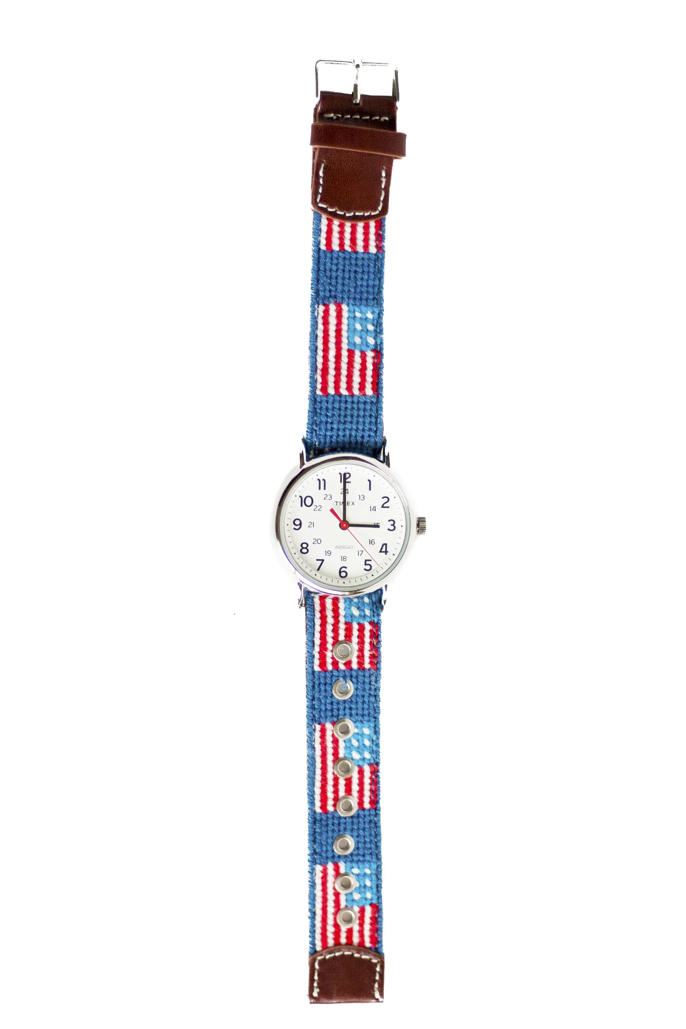 American Flag Needlepoint Watch Strap and Timex Face