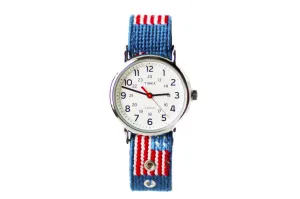 American Flag Needlepoint Watch Strap and Timex Face