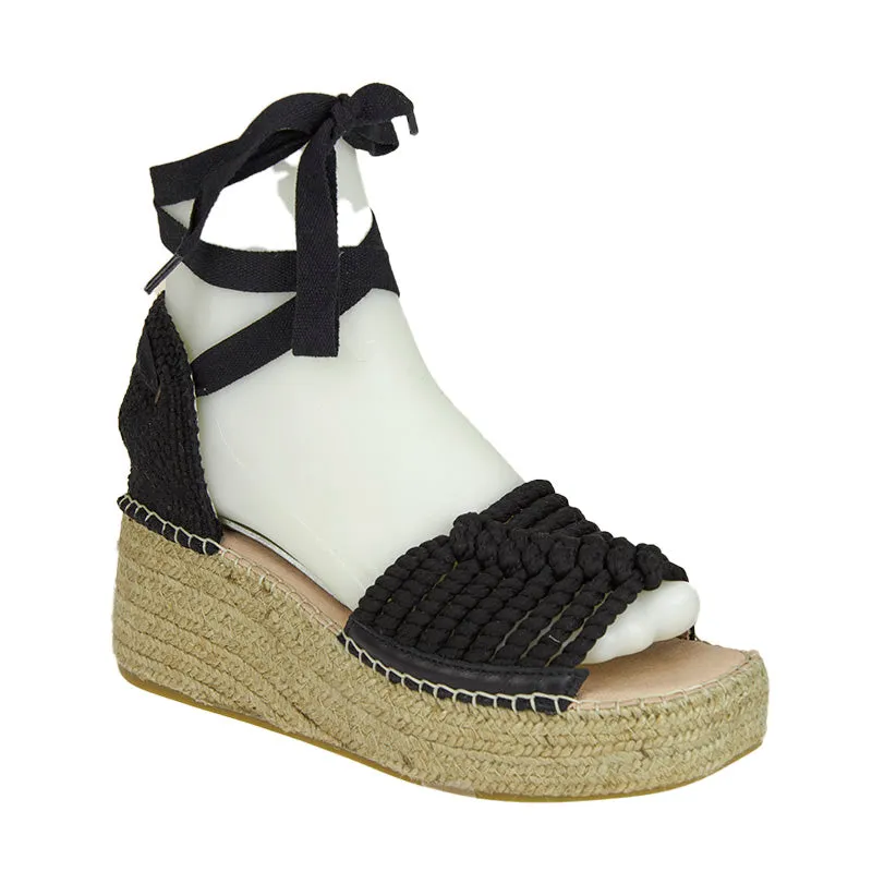 Anisa Mid Wedge Espadrille - Black