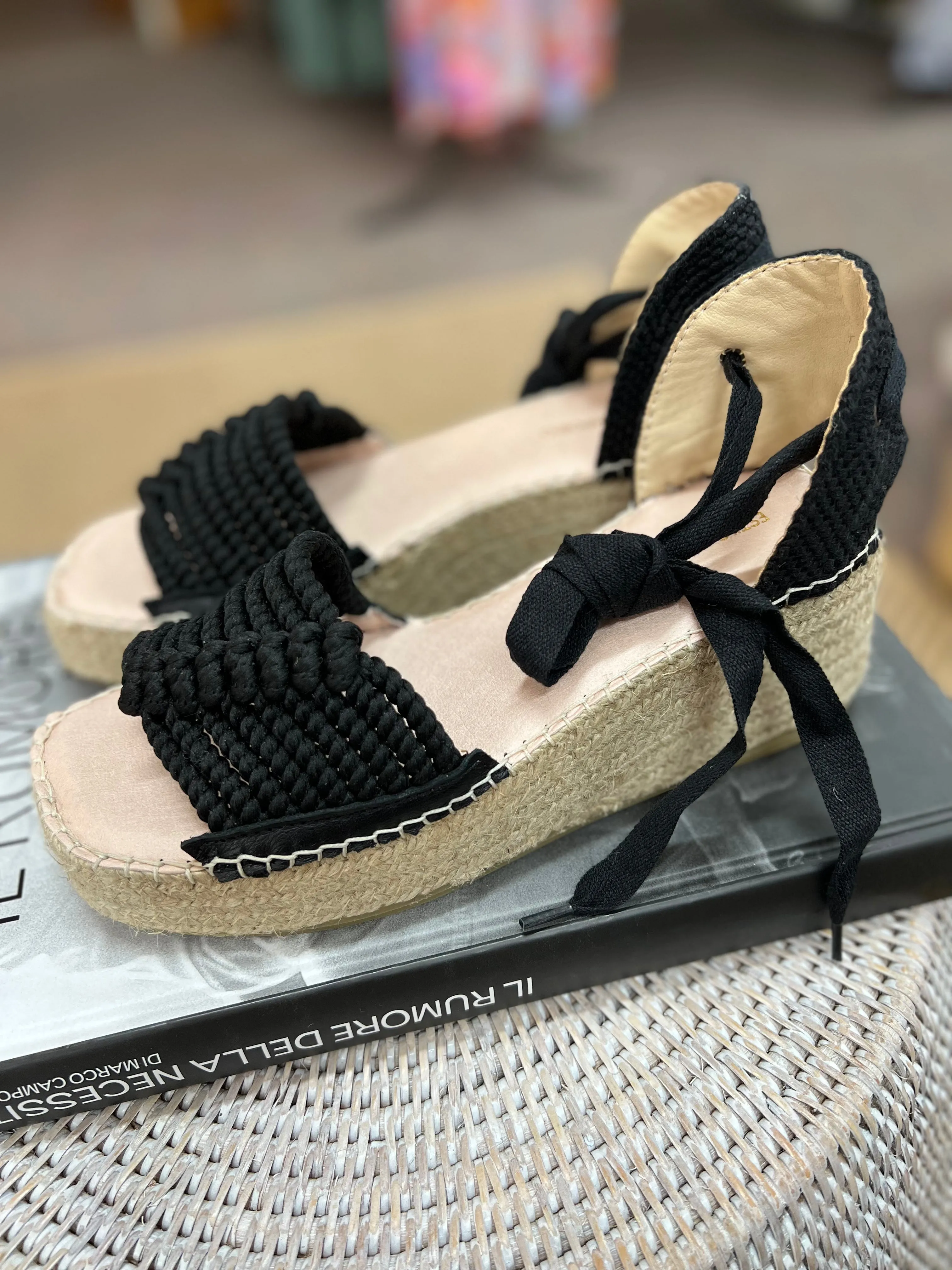 Anisa Mid Wedge Espadrille - Black
