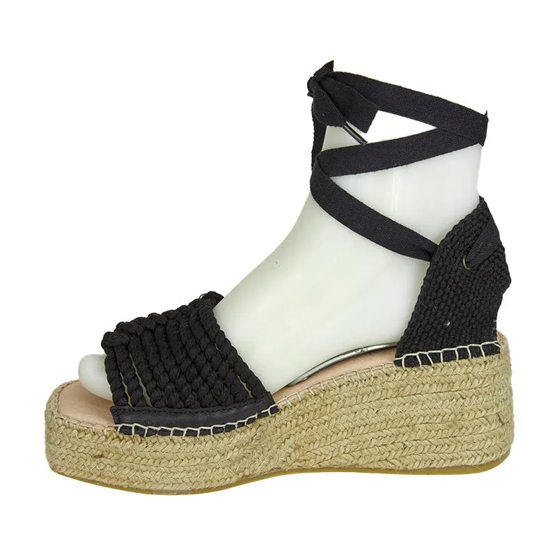 Anisa Mid Wedge Espadrille - Black