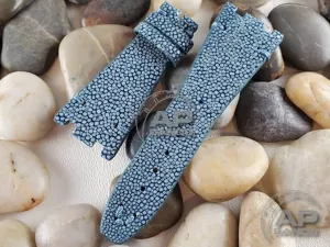 AP Bands Light Blue Polished Stingray Leather Strap For Audemars Piguet Royal Oak Offshore 42mm